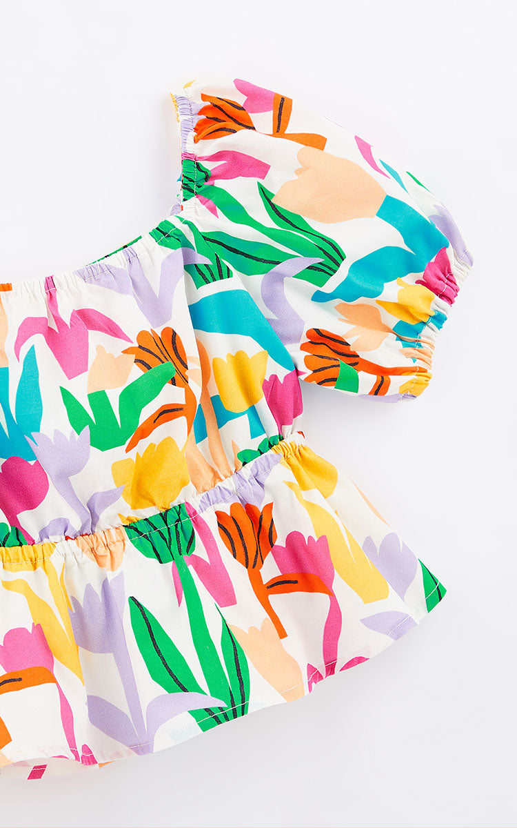 Blusa de manga Tulipanes