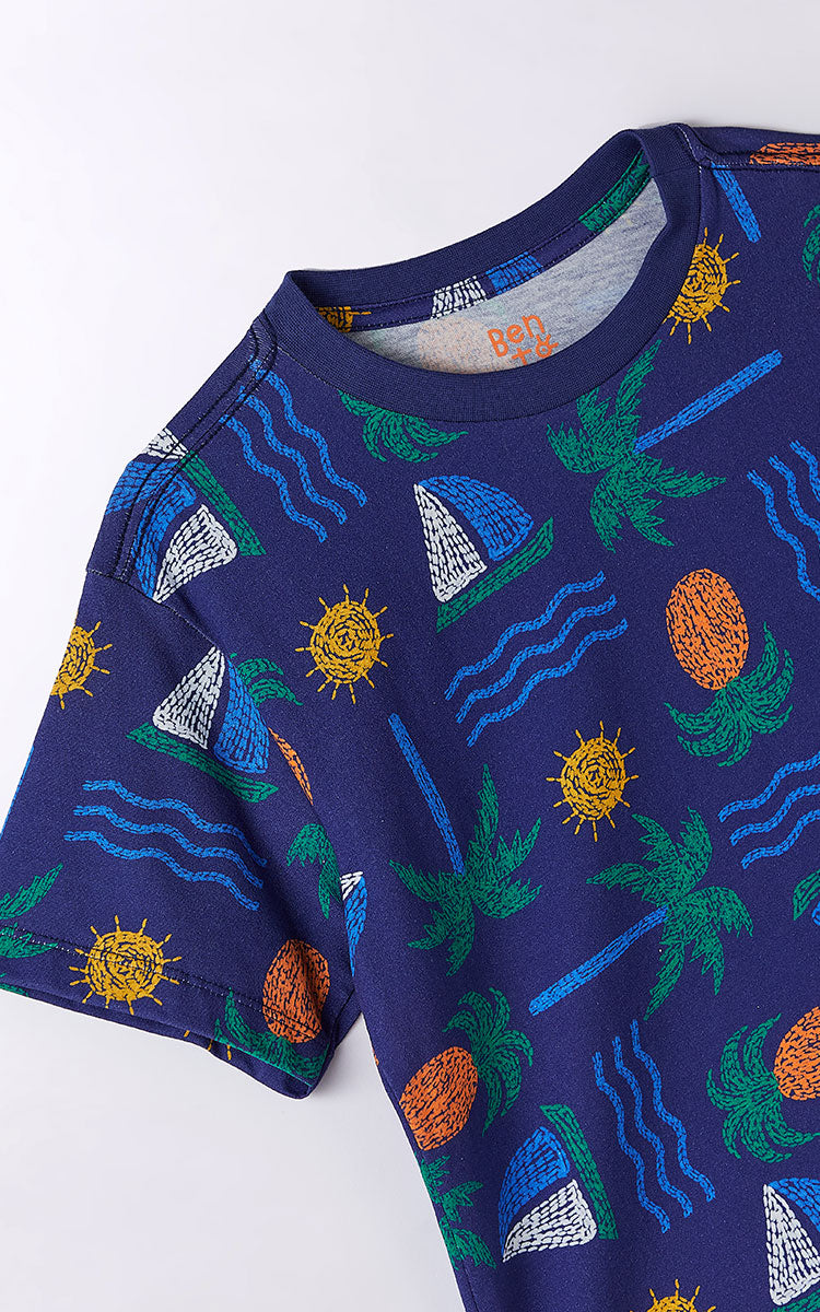 Camiseta azul Sol y playa