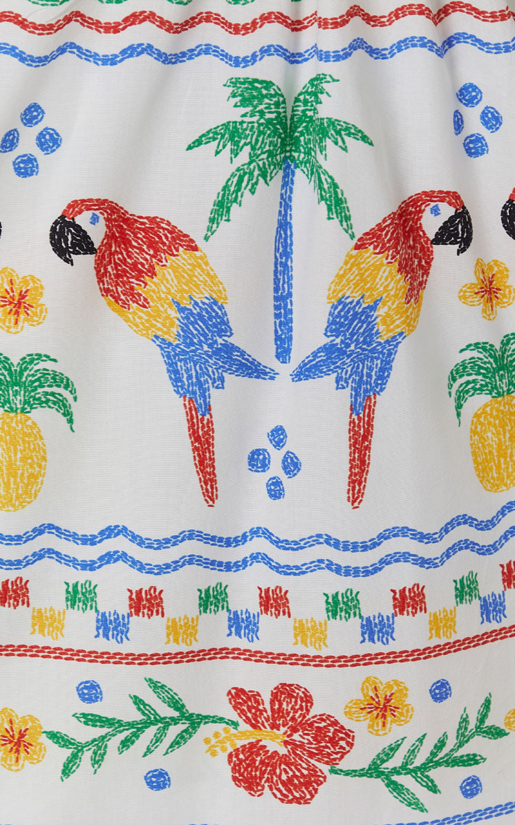 Vestido Aves tropicales blanco