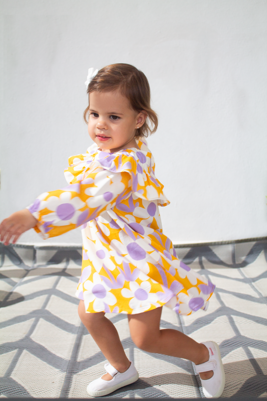 Vestido para bebé Gerberas pastel