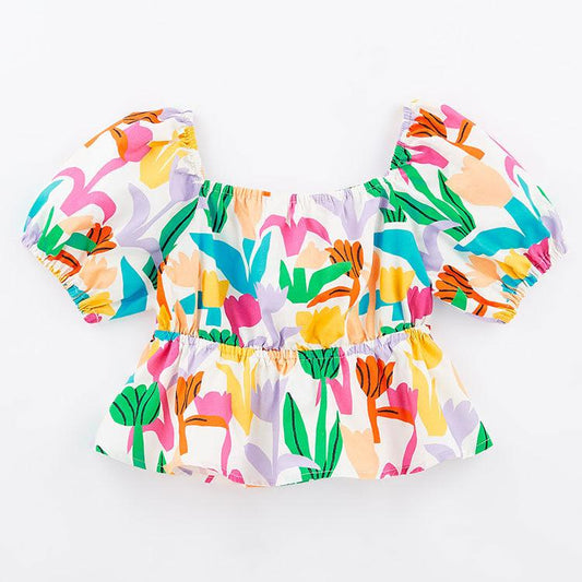 Blusa de manga Tulipanes